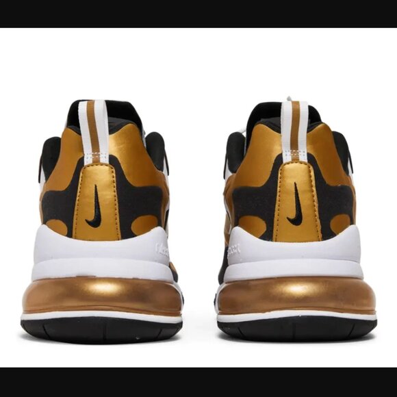 Nike Air Max 270 React White Metallic Gold Black CW7298-100 Men’s Size 10 NEW - Picture 8 of 9